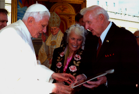Joe and Ann Brennan speaking with Pope Benedict XVI